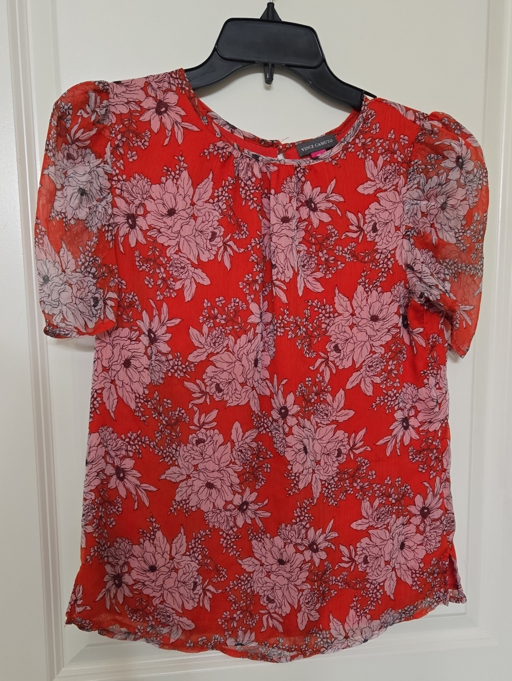 Vince Camuto Red Blouse with Pink Floral Print